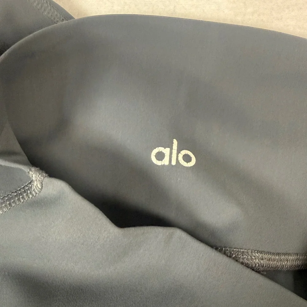 Alo Yoga Ripped Warrior Leggings Womens Small Black Nylon Distressed High Waist